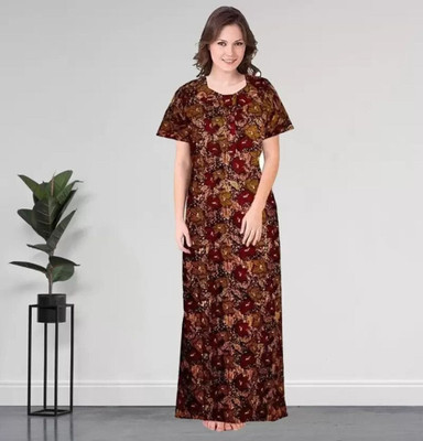 Homezilla Women Nighty(Brown)