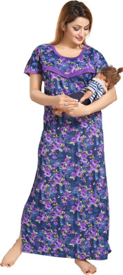 SHOPPING STATION Women Nighty(Purple)
