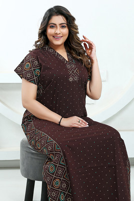 ZAIRRA Women Nighty(Brown)