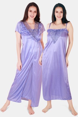 Lovira Women Nighty with Robe(Purple)