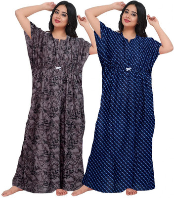 KrishvProducts Women Nighty(Multicolor)