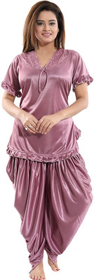 DRAYKE Women Solid Purple Top & Pyjama Set