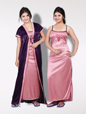 Mishubh Enterprise Women Nighty with Robe(Purple)