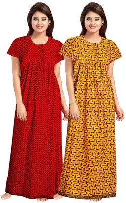 Lalit Women Nighty(Red, Yellow)