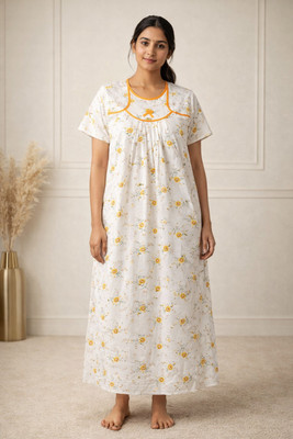 Dreamlily Women Nighty(White)