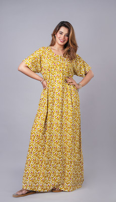Mahadev aura Women Nighty(Yellow)
