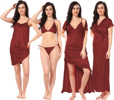 HouseOfCommon Women Nighty Set(Black)