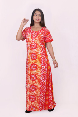 Mitali Creations Women Nighty(Red)