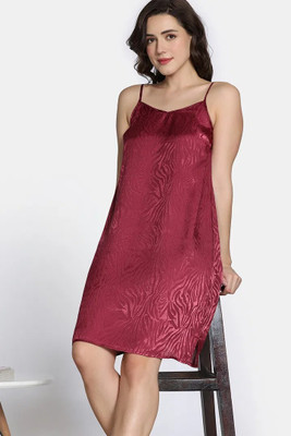 ZIVAME Women Nightdress(Maroon)