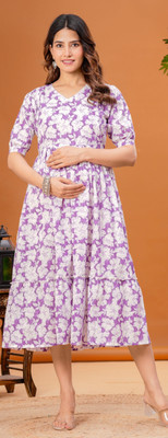 gottam Women Maternity/Nursing Nighty(White)