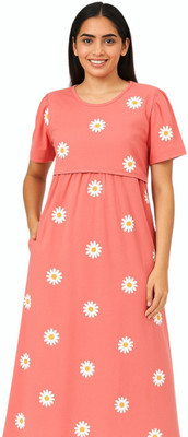 SARSAH Women Maternity/Nursing Nighty(Yellow)