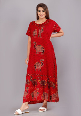 VILAKSHAN Women Nighty(Red)
