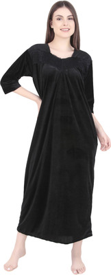 ovida Women Nightdress(Black)