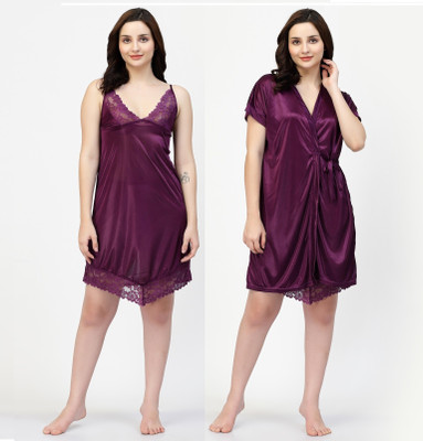 Punchi Women Nighty with Robe(Purple)