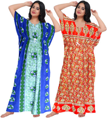 RIDDHI CREATION Women Nighty(Blue)
