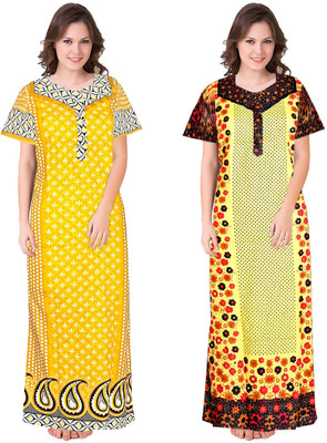 Trendy Fab Women Nighty(Yellow)