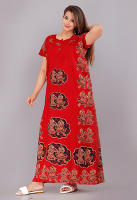 Homezilla Women Nighty(Red)