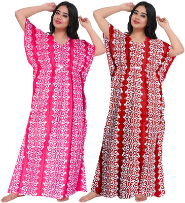 Laxmi Enterprises Women Nightdress(Pink, Red)