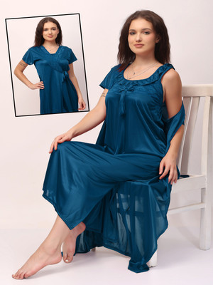 Punchi Women Nighty with Robe(Blue)