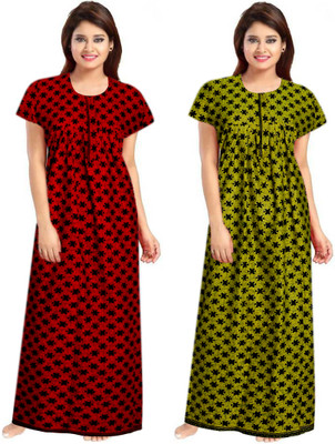 Vatatmaj Creations Women Nighty(Maroon, Green)