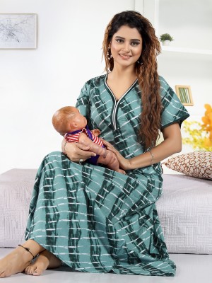 LIFE-TALE Women Maternity/Nursing Nighty(Green)