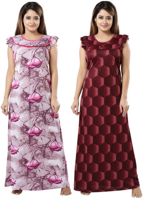 SHOPPING STATION Women Nighty(Multicolor)