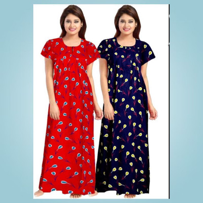 DreamBe Women Nighty(Red, Blue)