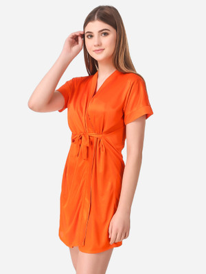 DreamBe Women Robe and Lingerie Set(Orange)
