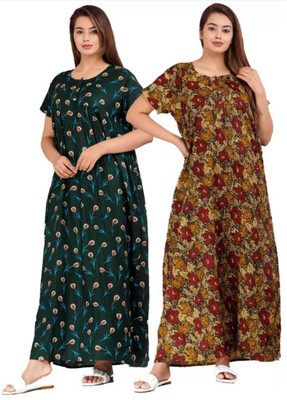 DreamBe Women Nighty(Brown, Green)