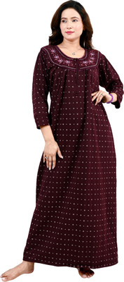 MIAVII CREATION Women Nighty(Brown)