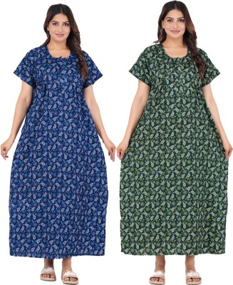 Wristy Women Nighty(Blue, Green)