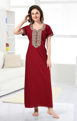 MUSKAN FASHION Women Nighty(Maroon)