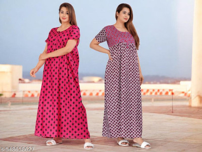 Hitisha Enterprises Women Nighty(Multicolor)