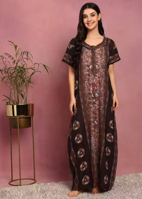 VRSU Women Nightdress(Brown)
