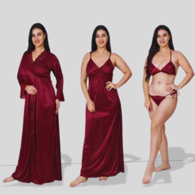 DIVYASTRI FASHION Women Nighty Set(Maroon)