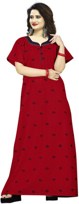 ANANT CREATION Women Nighty(Red)