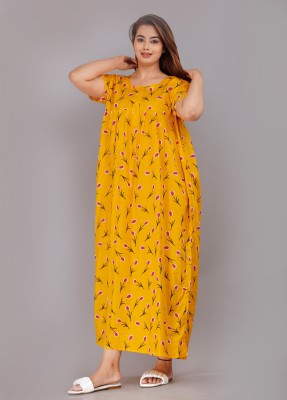 NEXT FASHION HUB Women Nighty(Yellow)