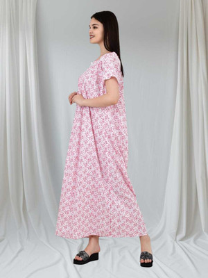 HOC Women Nighty(Pink, White)