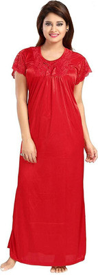 Rangmor Women Nighty(Red)