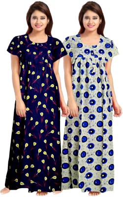 JWF Women Nighty(Blue, Dark Blue)