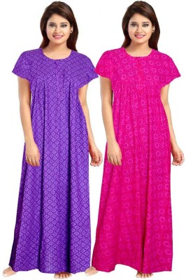 KBNBJ Women Nighty Set(Purple, Pink)