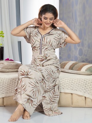 SHOPPING STATION Women Nighty(Beige)