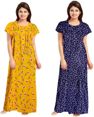 Vatatmaj Creations Women Nighty(Yellow)