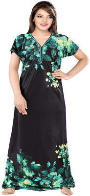 Savicreation Women Nighty(Green)