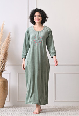 Dreamom Women Nighty(Green)