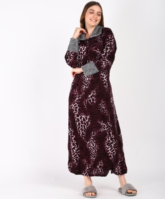 L r textiles Women Nighty(Maroon)