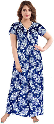 Parth Fashion Women Nighty(Blue)