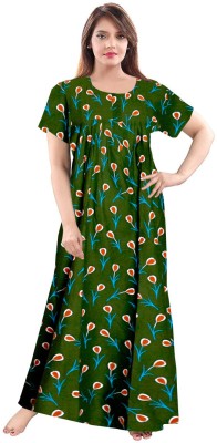 PE Fashion Women Printed Green Night Suit Set
