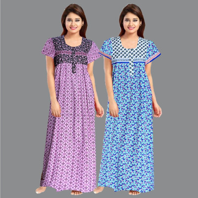 Aryansh Enterprises Women Nightdress(Red, Blue)