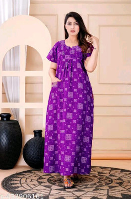 MF CREATION Women Nighty(Purple)